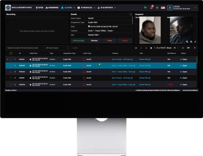Scylla face recognition dashboard